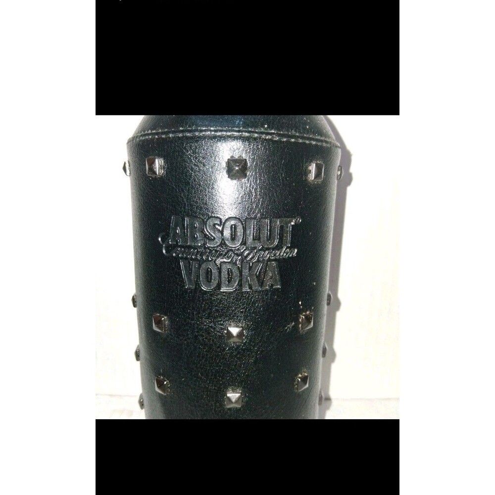 Absolut Vodka Faux Leather Studded Black Bottle Cover Case Rock Edition 11" Rare